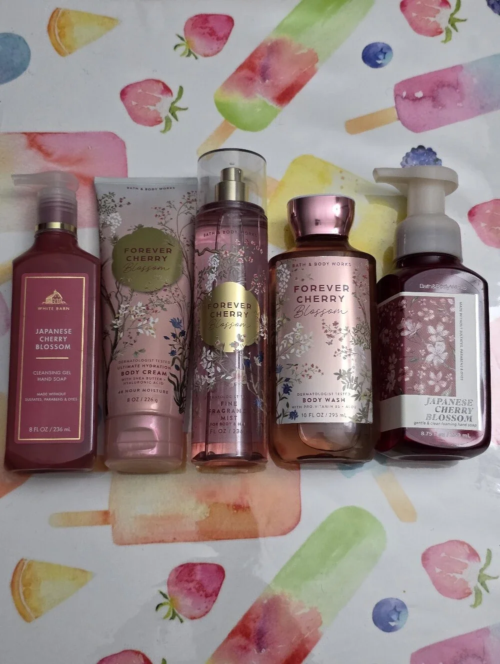 Bath & Body Works Forever Cherry Blossom Body Care Set 5 Piece NEW